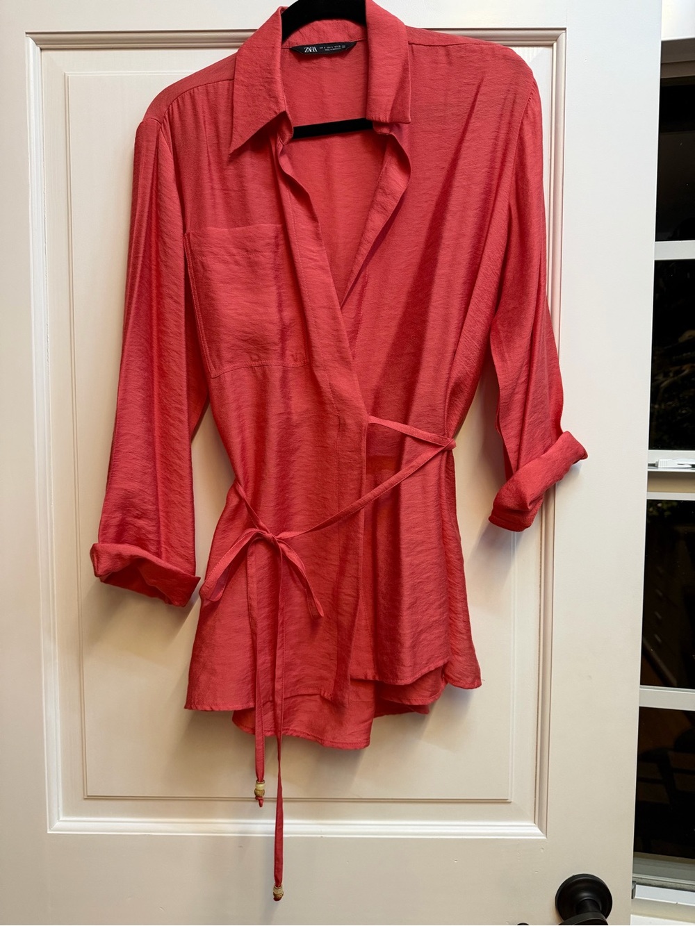 Zara Coral Wrap Blouse